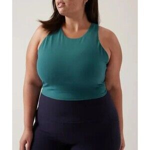 Athleta Conscious Crop.sz 1X Womens Tank Top Green D-DD 1X NWT Padded Bra